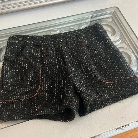 Zara girls 9 / 10 black multicolor metallic thread wool blend knit shorts 140cm - Picture 6 of 9